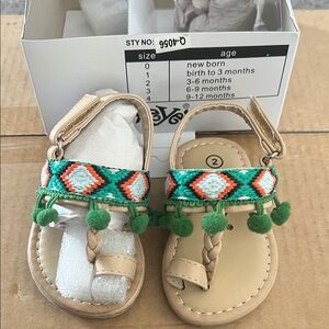 XEYES NEW baby Tan & Green Sandals
